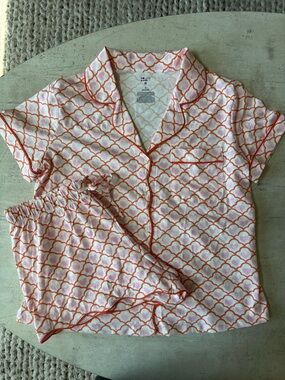 Women's Pink Patterned Short PJ Set - Soft Short Sleeve and Shorts